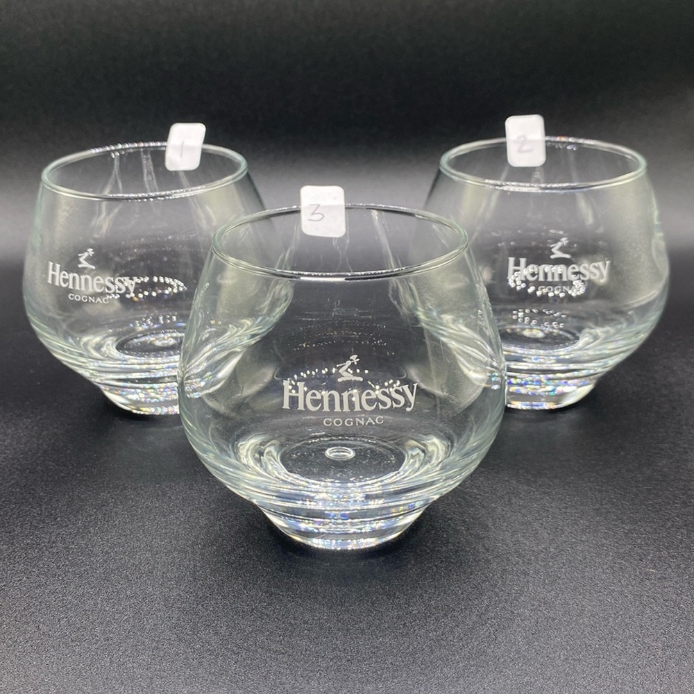 Stemless Crystal Cognac Snifters Hennessey Floating Bubble Glasses Set of 3